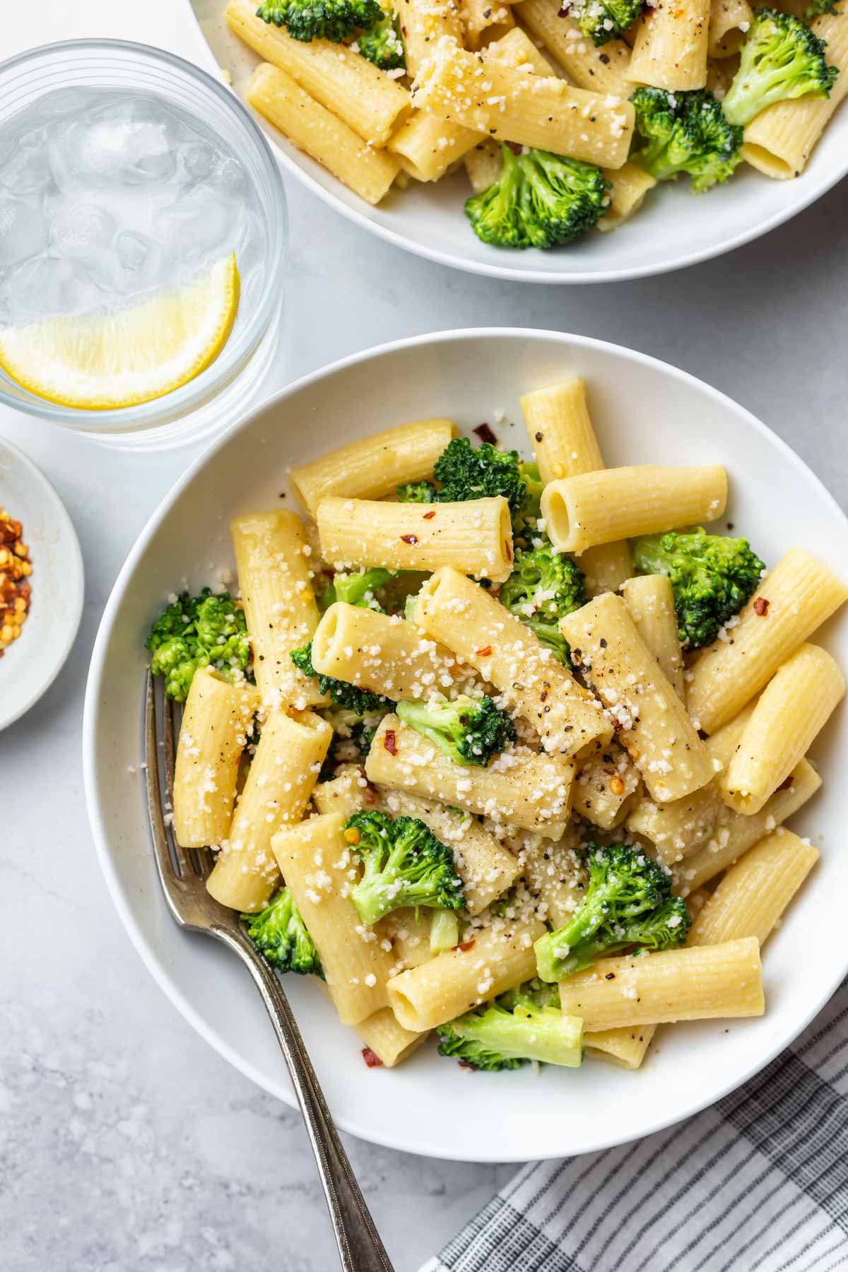 pasta with broccoli in a bowl