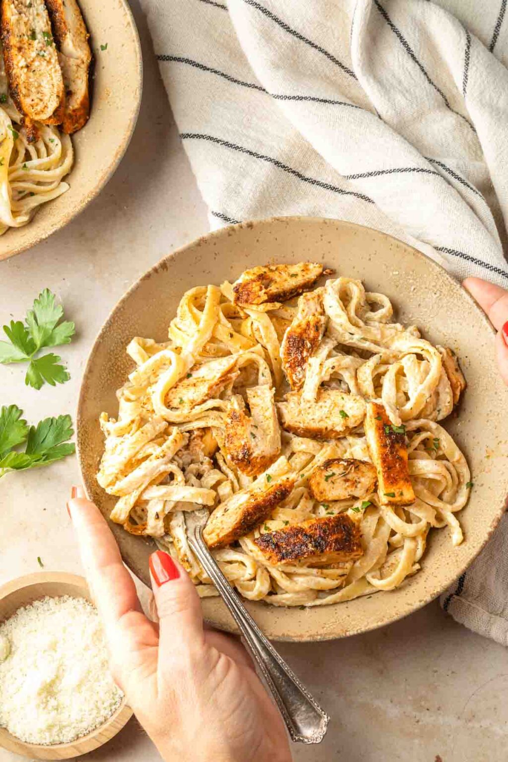 Blackened Chicken Alfredo - The Pasta Twins